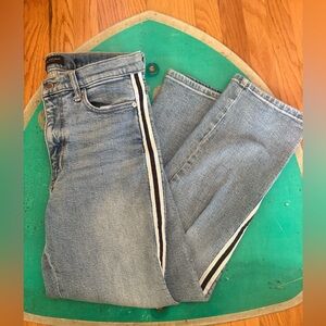 Banana Republic Premium Denim Women’s Mid Rise Straight Sz 28 Black White Stripe